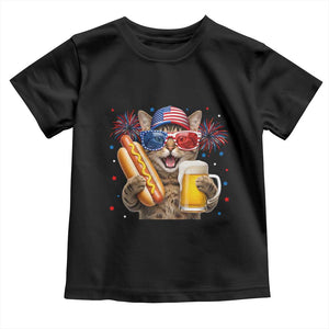 Beer And Hotdog Cat Toddler T Shirt Fourth Of July Celebration