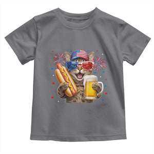 Beer And Hotdog Cat Toddler T Shirt Fourth Of July Celebration