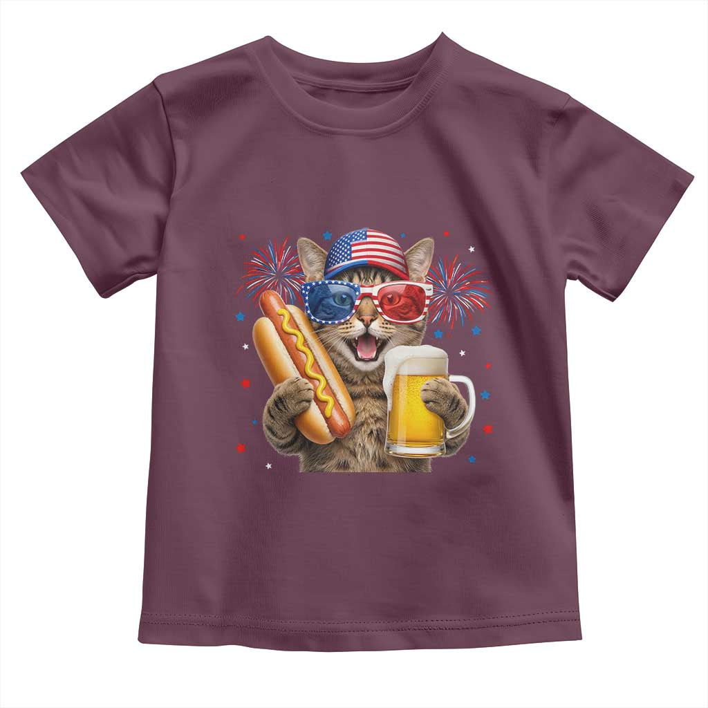 Beer And Hotdog Cat Toddler T Shirt Fourth Of July Celebration