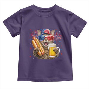Beer And Hotdog Cat Toddler T Shirt Fourth Of July Celebration