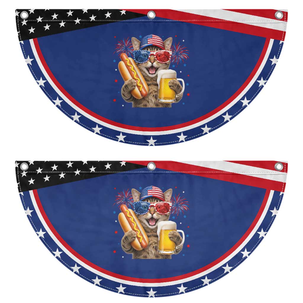 Beer And Hotdog Cat Patriotic Fan Flag Fourth Of July Celebration