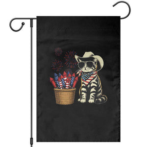 Patriotic Cowboy Cat Garden Flag 4th Of July Fireworks Celebration