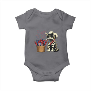 Patriotic Cowboy Cat Baby Onesie 4th Of July Fireworks Celebration