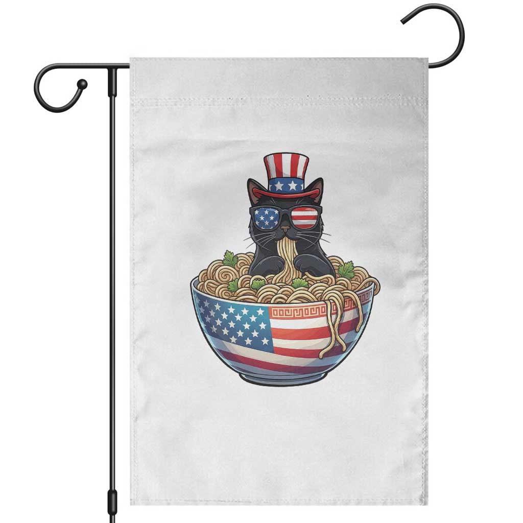 Funny Black Cats Eat Ramen Garden Flag American Flag 4th Of July