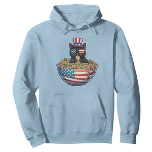 Funny Black Cats Eat Ramen Hoodie American Flag 4th Of July