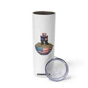 Funny Black Cats Eat Ramen Skinny Tumbler American Flag 4th Of July