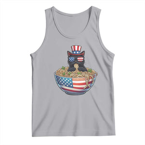 Funny Black Cats Eat Ramen Tank Top American Flag 4th Of July