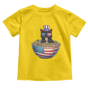 Funny Black Cats Eat Ramen Toddler T Shirt American Flag 4th Of July