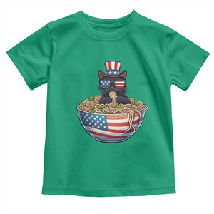 Funny Black Cats Eat Ramen Toddler T Shirt American Flag 4th Of July
