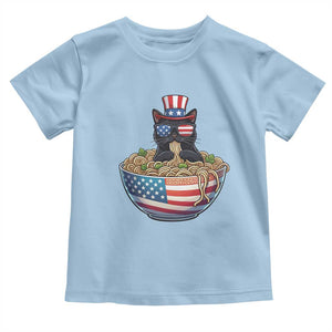Funny Black Cats Eat Ramen Toddler T Shirt American Flag 4th Of July