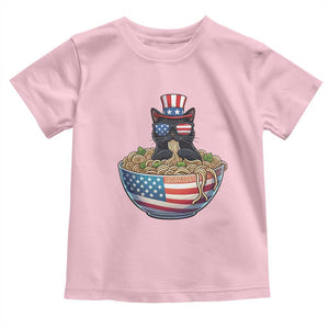 Funny Black Cats Eat Ramen Toddler T Shirt American Flag 4th Of July