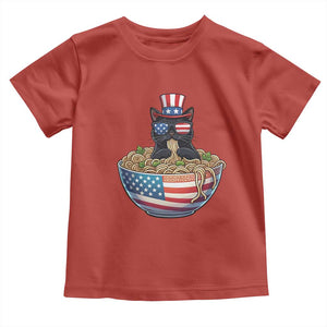 Funny Black Cats Eat Ramen Toddler T Shirt American Flag 4th Of July