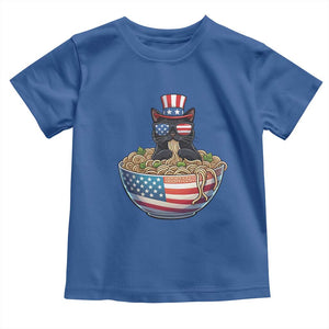 Funny Black Cats Eat Ramen Toddler T Shirt American Flag 4th Of July