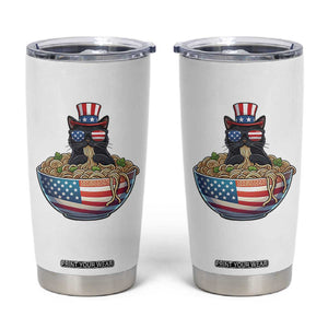 Funny Black Cats Eat Ramen Tumbler Cup American Flag 4th Of July