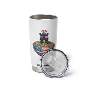 Funny Black Cats Eat Ramen Tumbler Cup American Flag 4th Of July