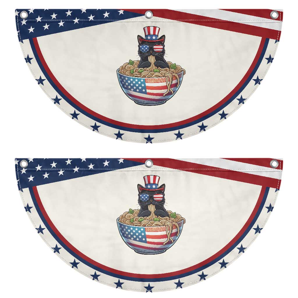 Funny Black Cats Eat Ramen Patriotic Fan Flag American Flag 4th Of July