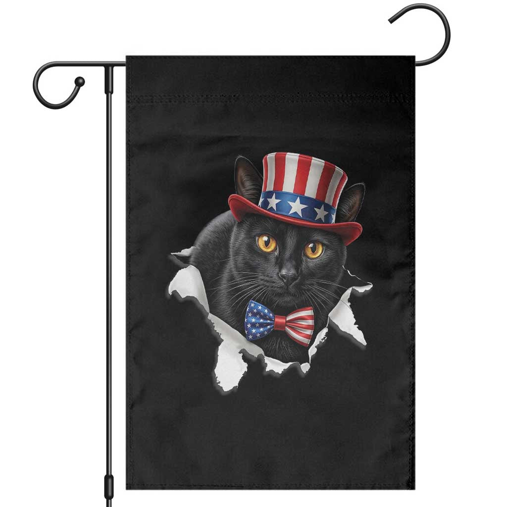 Funny Black Cat With Uncle Sam Hat Garden Flag Patriotic Pet Lover TS12 Black Print Your Wear