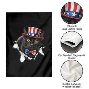Funny Black Cat With Uncle Sam Hat Garden Flag Patriotic Pet Lover