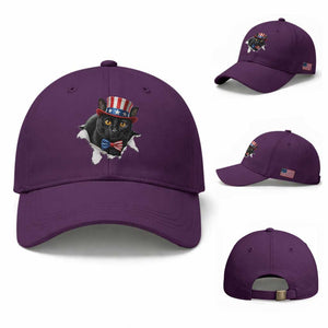 Funny Black Cat With Uncle Sam Hat Baseball Cap Patriotic Pet Lover