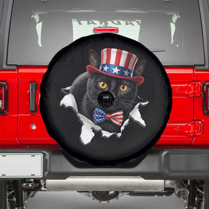 Funny Black Cat With Uncle Sam Hat Spare Tire Cover Patriotic Pet Lover