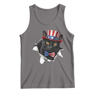 Funny Black Cat With Uncle Sam Hat Tank Top Patriotic Pet Lover