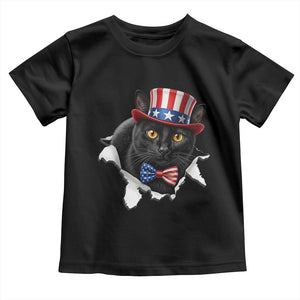 Funny Black Cat With Uncle Sam Hat Toddler T Shirt Patriotic Pet Lover