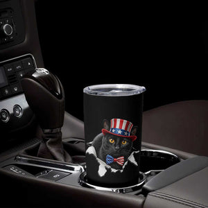 Funny Black Cat With Uncle Sam Hat Tumbler Cup Patriotic Pet Lover