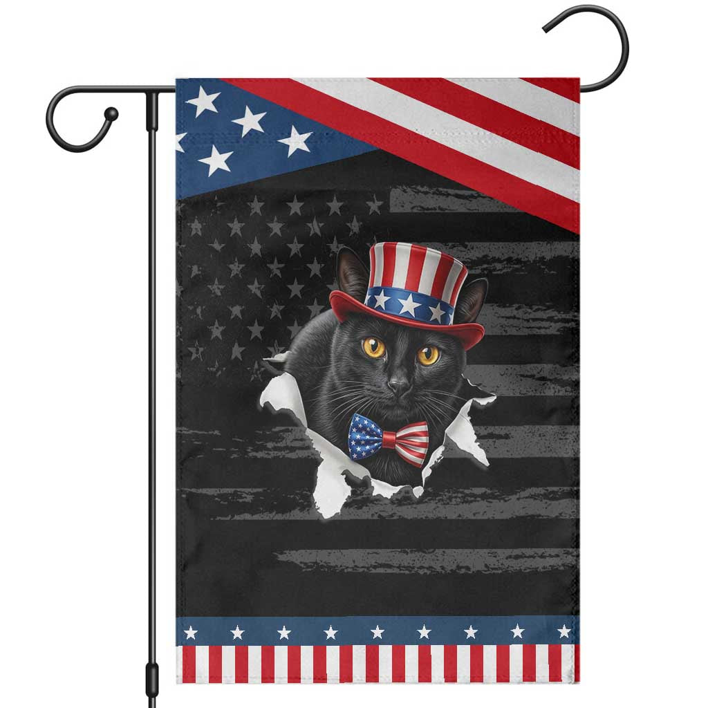 Funny Black Cat With Uncle Sam Hat Patriotic Garden Flag Pet Lover Gift TS12 Distressed Black Blue Print Your Wear