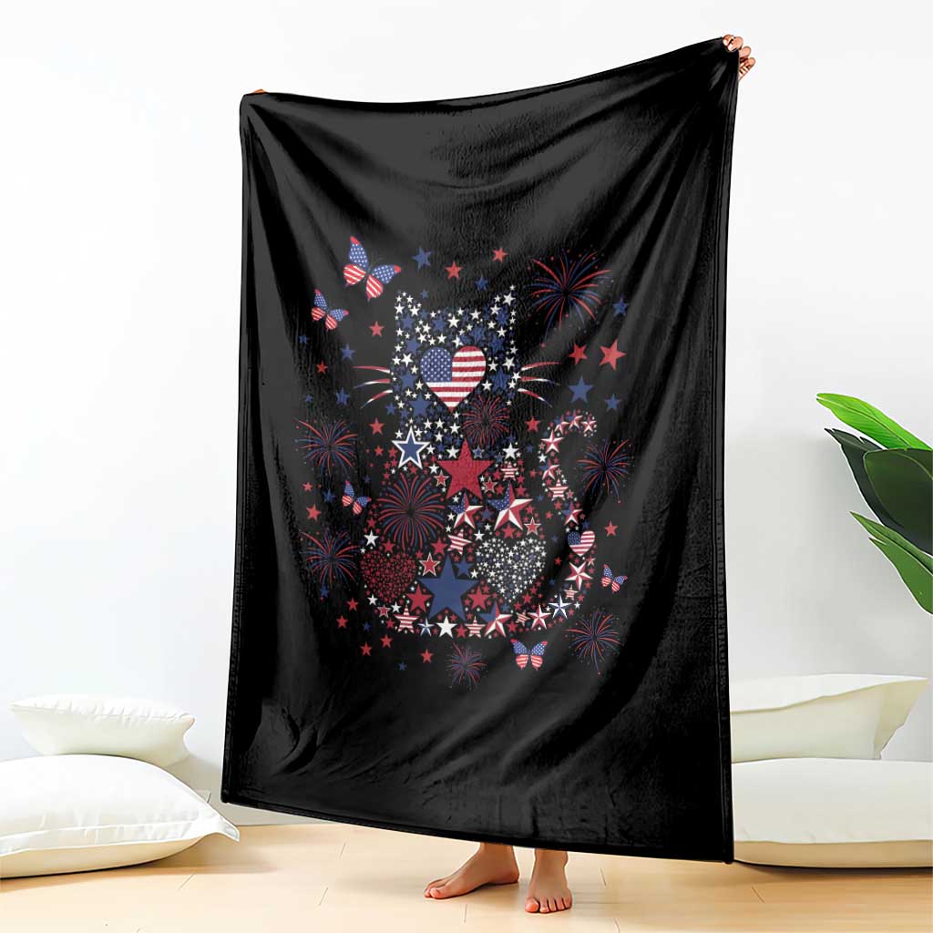 Funny Patriotic Cat Lover Throw Blanket 4th Of July Freedom