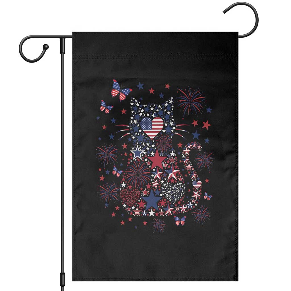 Funny Patriotic Cat Lover Garden Flag 4th Of July Freedom