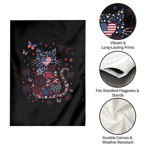 Funny Patriotic Cat Lover Garden Flag 4th Of July Freedom