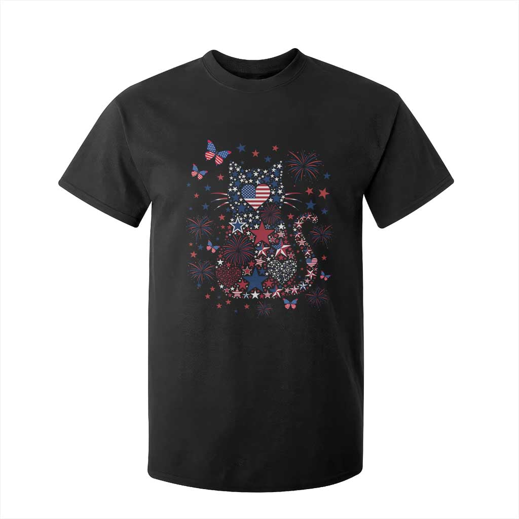Funny Patriotic Cat Lover T Shirt For Kid 4th Of July Freedom