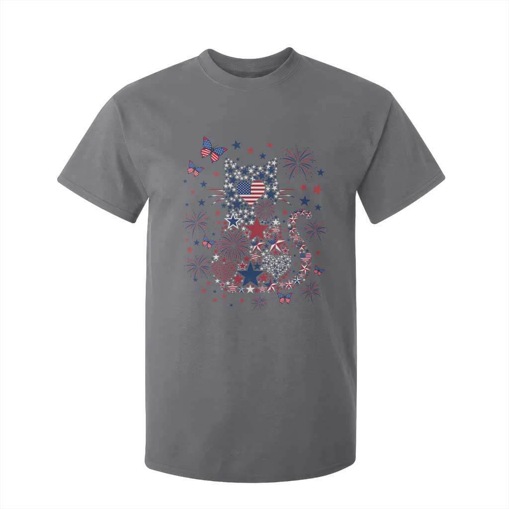 Funny Patriotic Cat Lover T Shirt For Kid 4th Of July Freedom