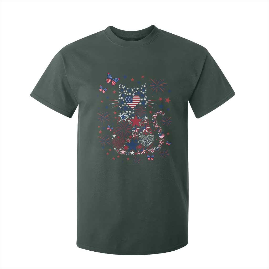 Funny Patriotic Cat Lover T Shirt For Kid 4th Of July Freedom