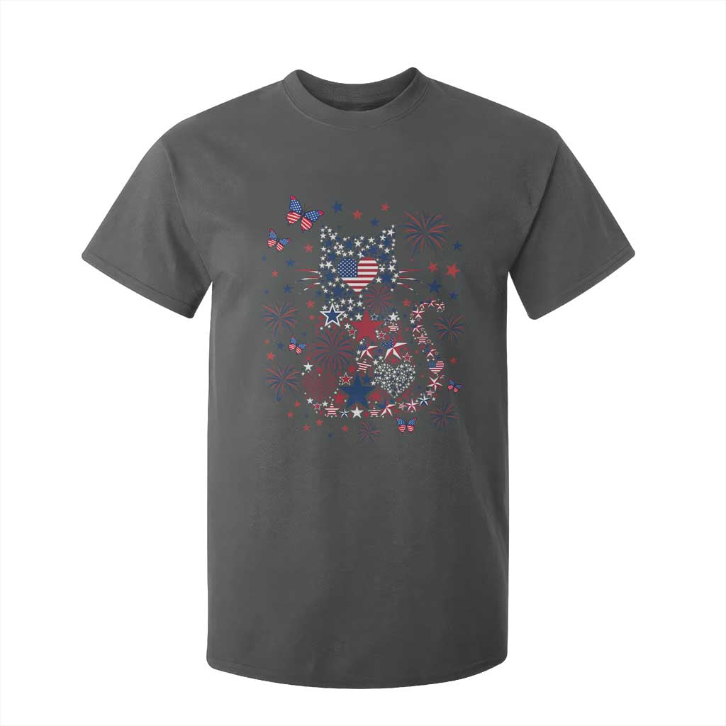 Funny Patriotic Cat Lover T Shirt For Kid 4th Of July Freedom