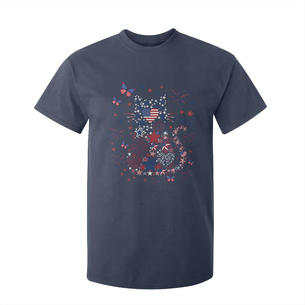 Funny Patriotic Cat Lover T Shirt For Kid 4th Of July Freedom