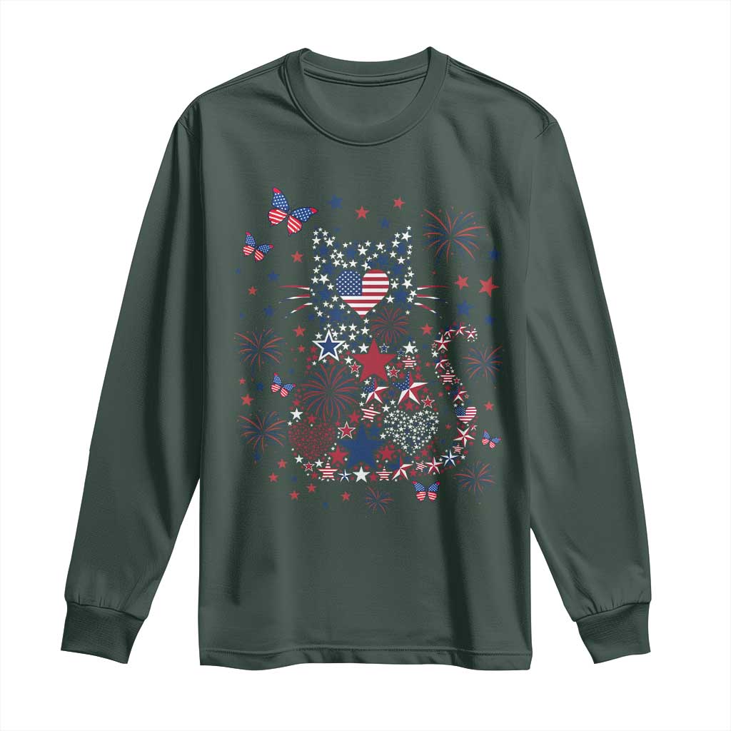 Funny Patriotic Cat Lover Long Sleeve Shirt 4th Of July Freedom