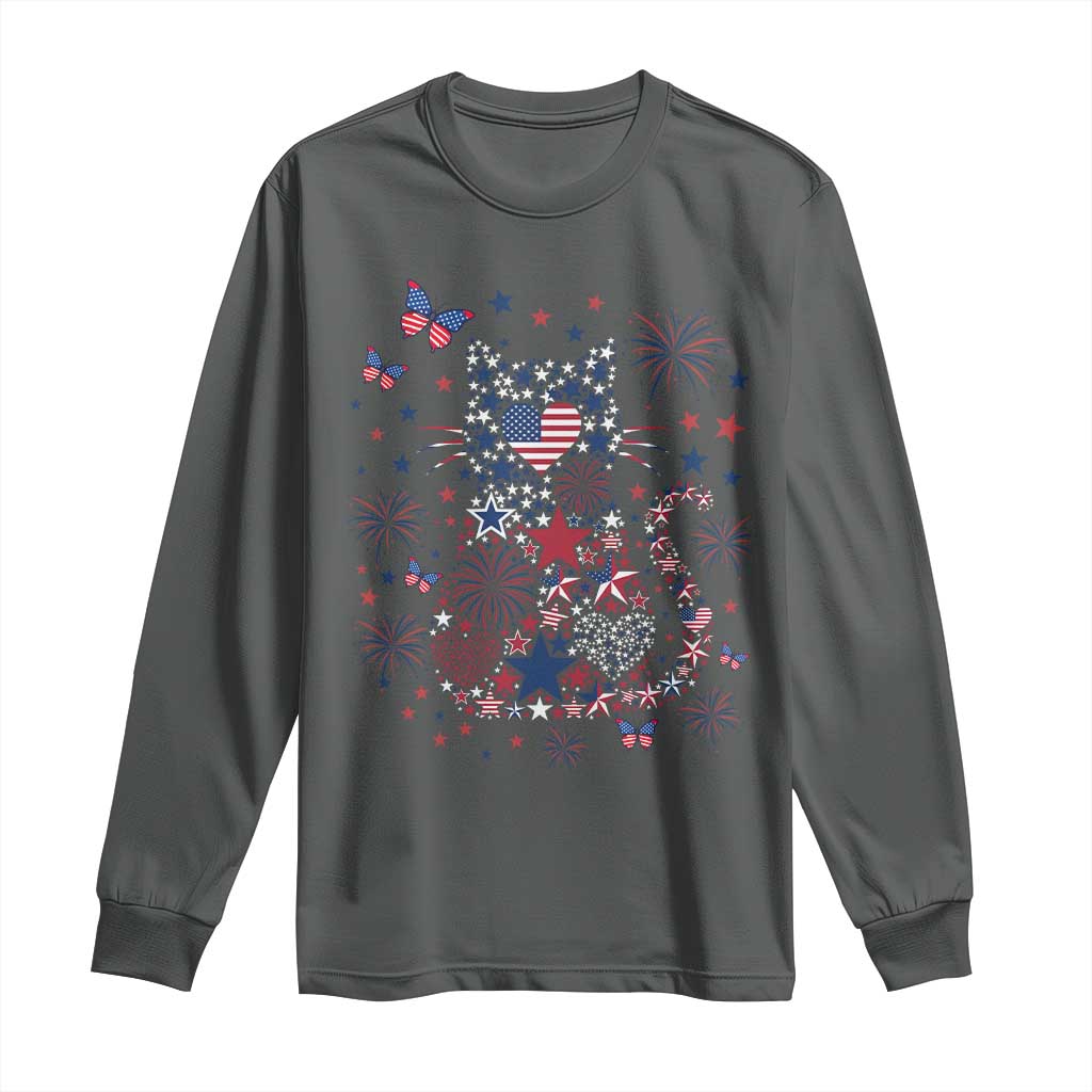 Funny Patriotic Cat Lover Long Sleeve Shirt 4th Of July Freedom