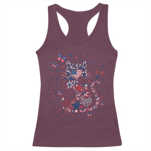 Funny Patriotic Cat Lover Racerback Tank Top 4th Of July Freedom