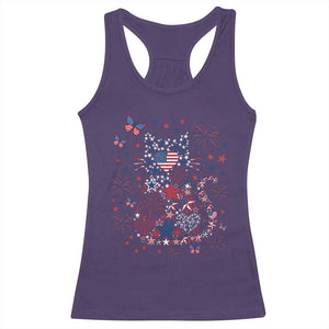 Funny Patriotic Cat Lover Racerback Tank Top 4th Of July Freedom