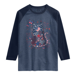 Funny Patriotic Cat Lover Raglan Shirt 4th Of July Freedom