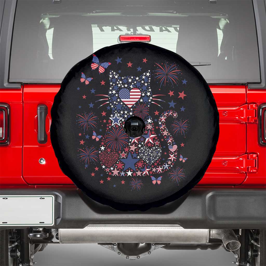 Funny Patriotic Cat Lover Spare Tire Cover 4th Of July Freedom