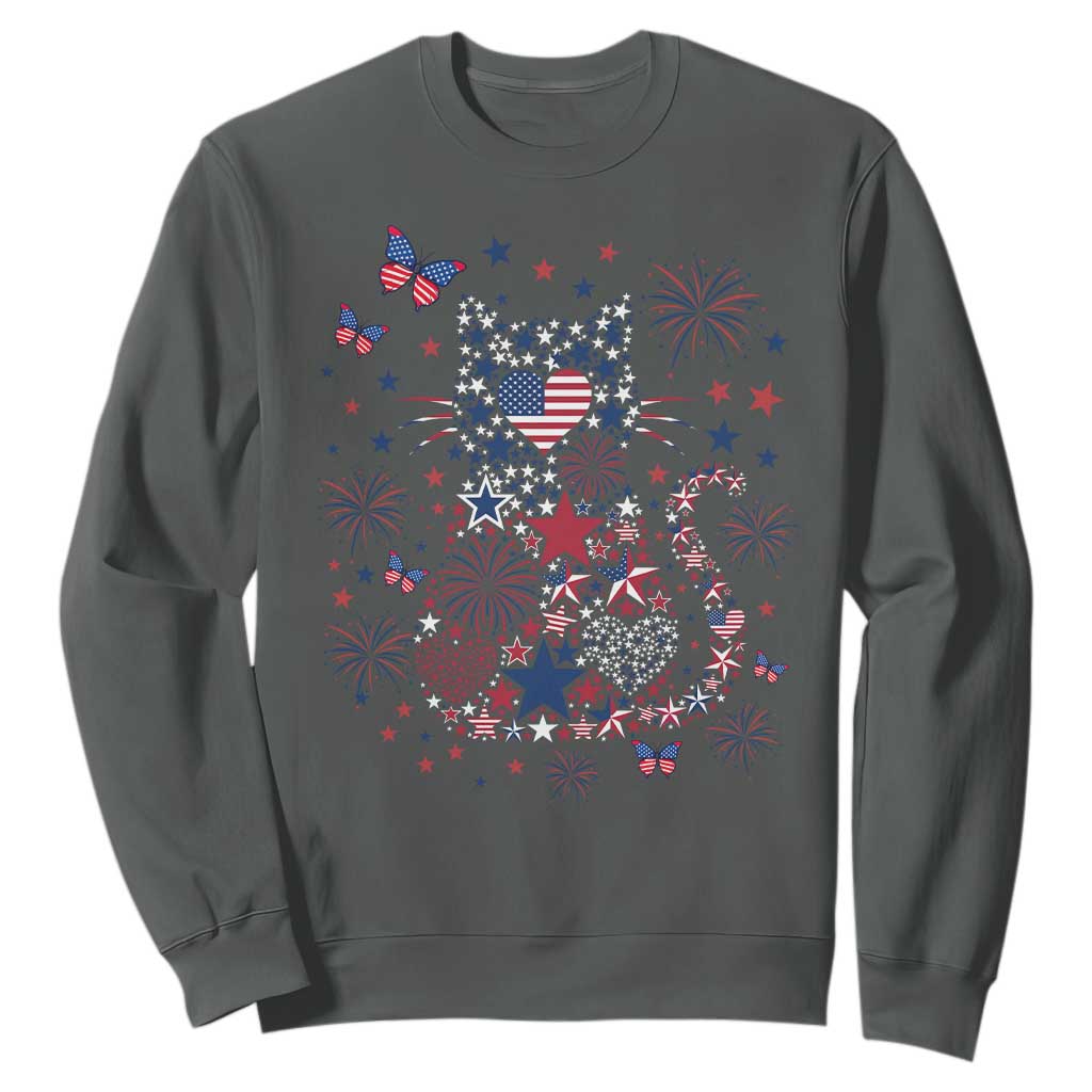 Funny Patriotic Cat Lover Sweatshirt 4th Of July Freedom