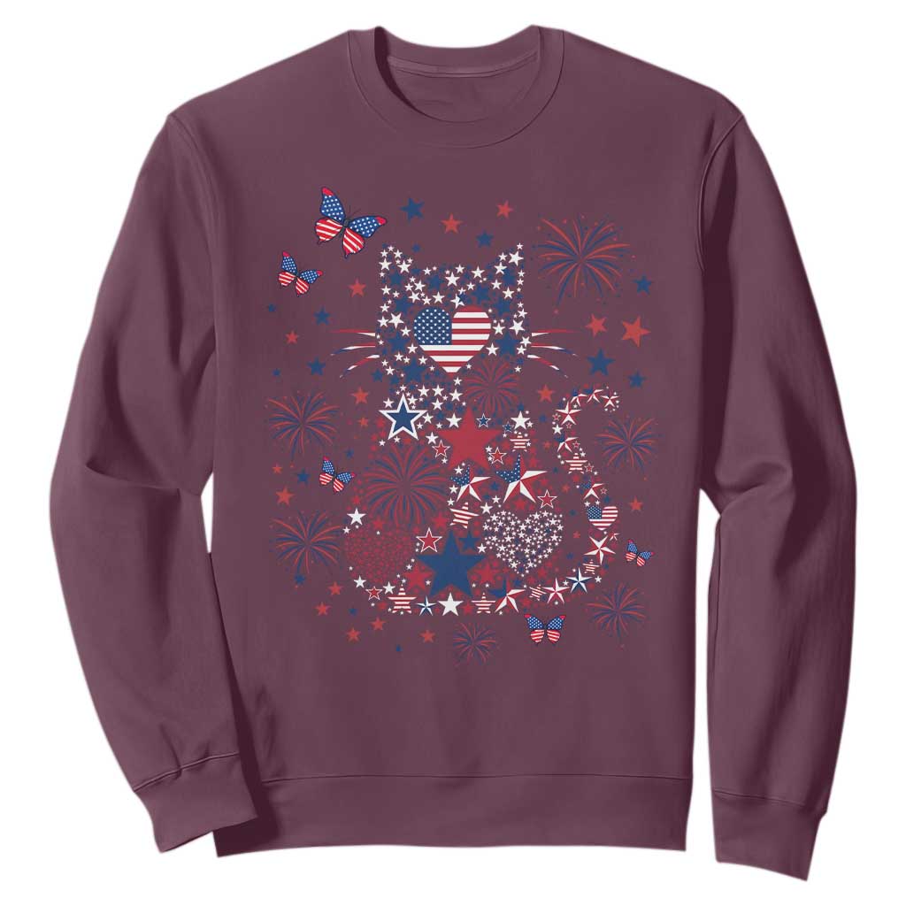 Funny Patriotic Cat Lover Sweatshirt 4th Of July Freedom