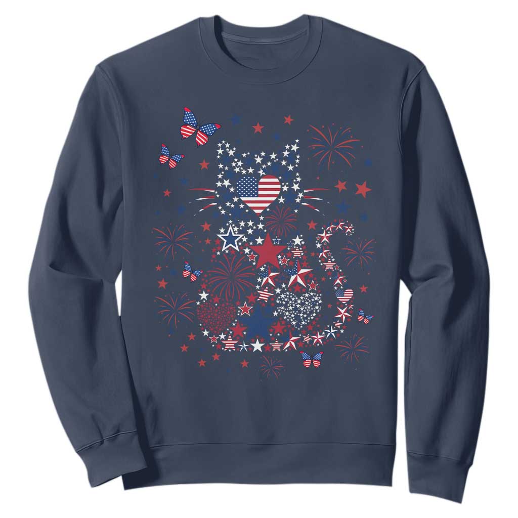 Funny Patriotic Cat Lover Sweatshirt 4th Of July Freedom