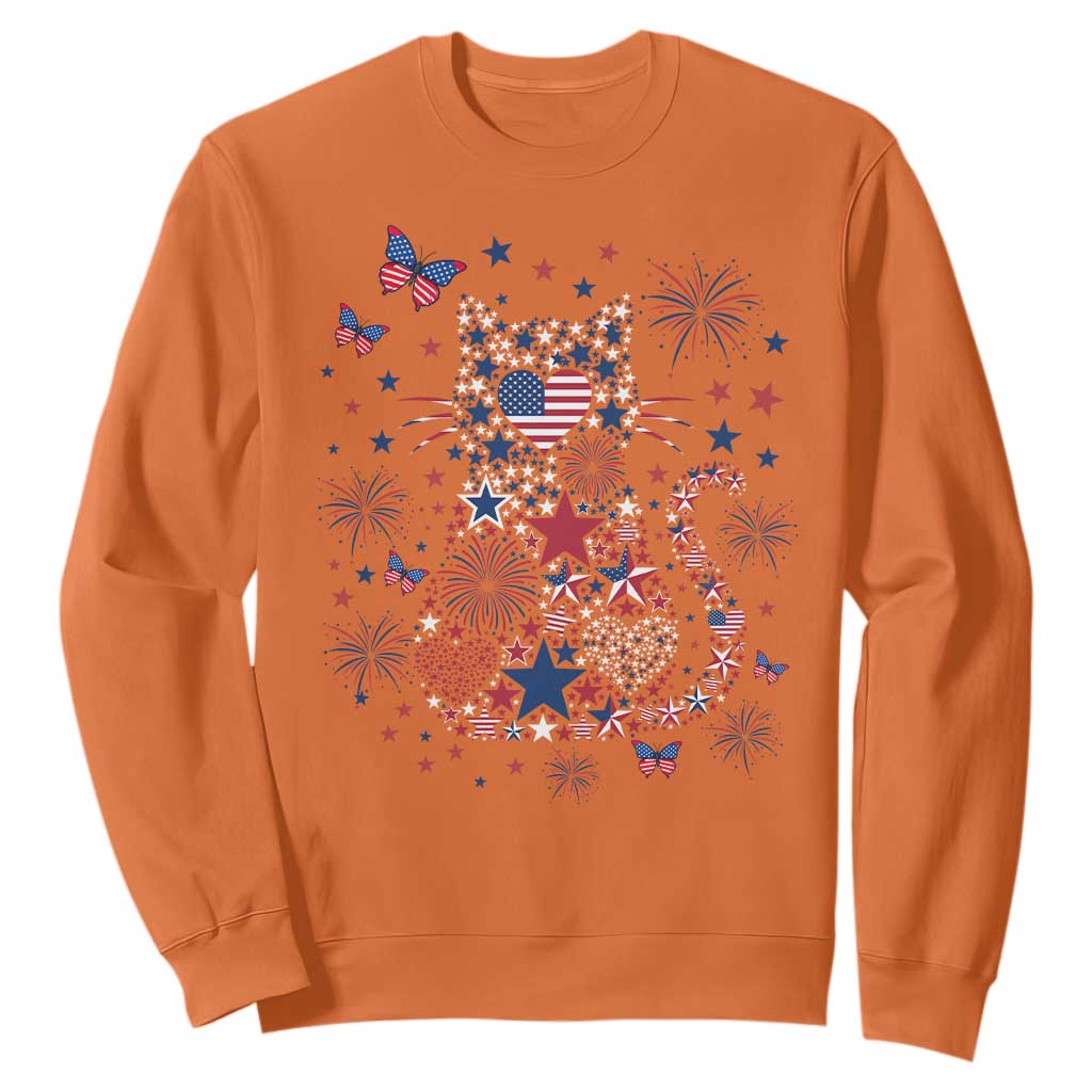 Funny Patriotic Cat Lover Sweatshirt 4th Of July Freedom