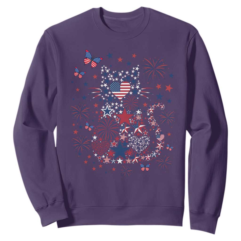 Funny Patriotic Cat Lover Sweatshirt 4th Of July Freedom