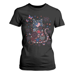 Funny Patriotic Cat Lover T Shirt For Women 4th Of July Freedom