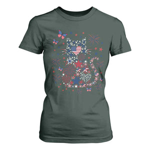 Funny Patriotic Cat Lover T Shirt For Women 4th Of July Freedom
