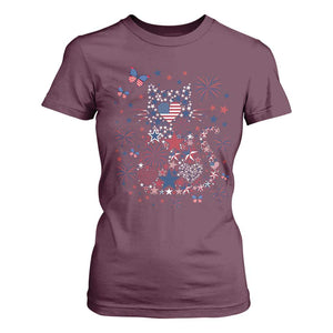 Funny Patriotic Cat Lover T Shirt For Women 4th Of July Freedom